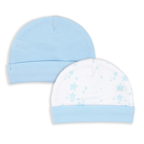2-Pack Blue Border Personalized Baby Hats