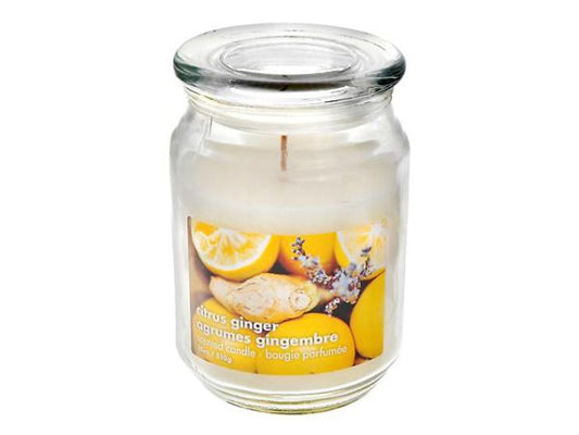18 OZ SCENTED GLASS JAR WITH GLASS LID - CITRUS GINGER