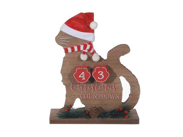 WOODEN CAT CALENDAR CHRISTMAS COUNTDOWN
