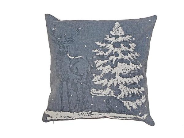 POLYESTER CUSHION - REINDEER AND TREE