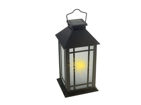 LED SOLAR FROSTED WINDOW PANE LANTERN (BLACK)