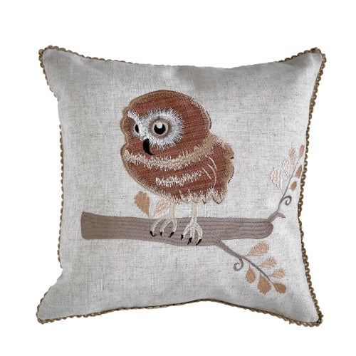Owl Natural Cushion 16 Inches Square - Includes Insert