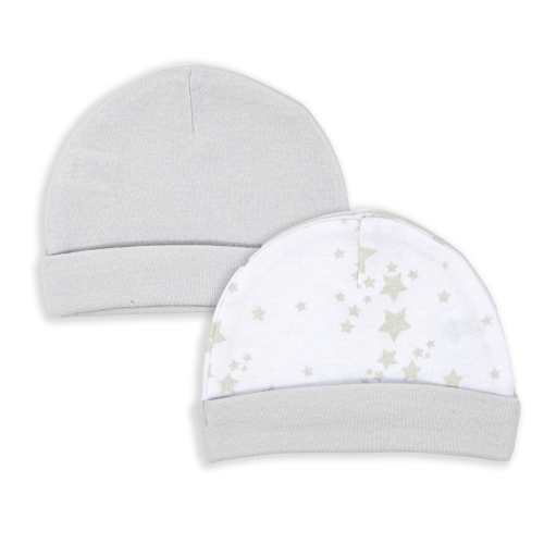 2-Pack Grey Border Personalized Baby Hats
