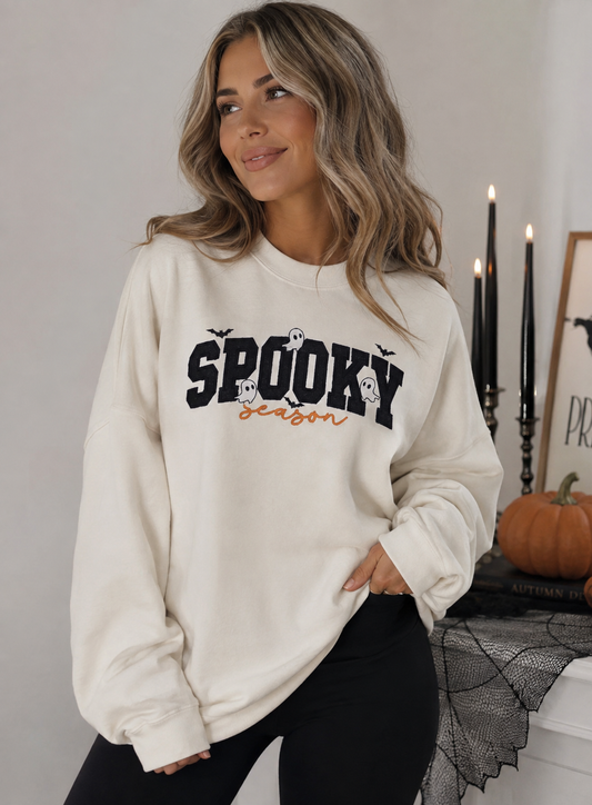Spooky Season Glitter Embroidered Sweatshirt