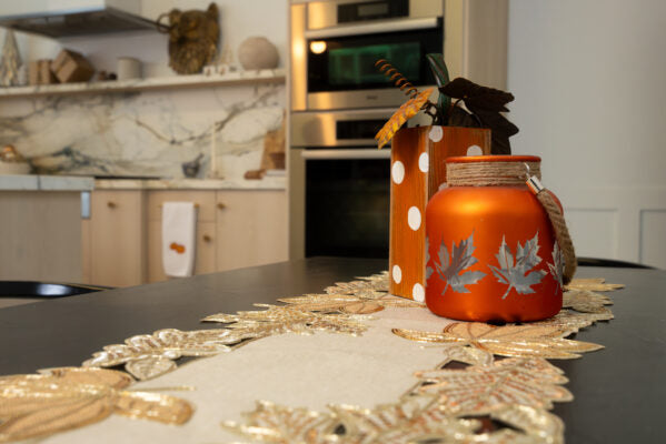 Gold Leaf Cutout with Sequins 14 x 72″