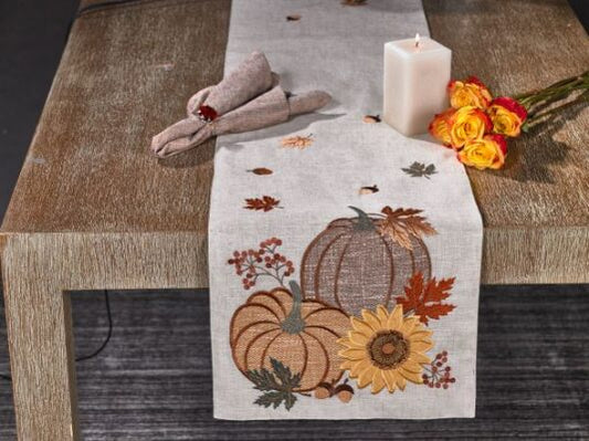 Festive Pumpkins & Sunflower Runner 14″x72″
