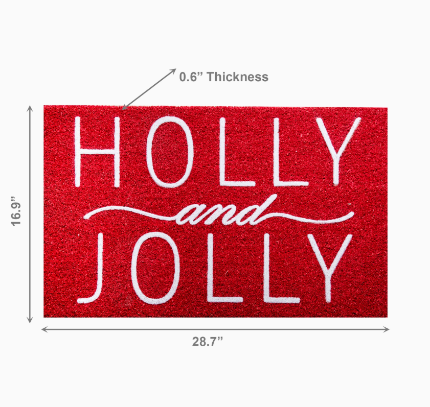 Holly and Jolly - Flock Print Front Door Mat