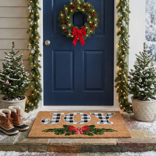 Joy with Bow Door Mat