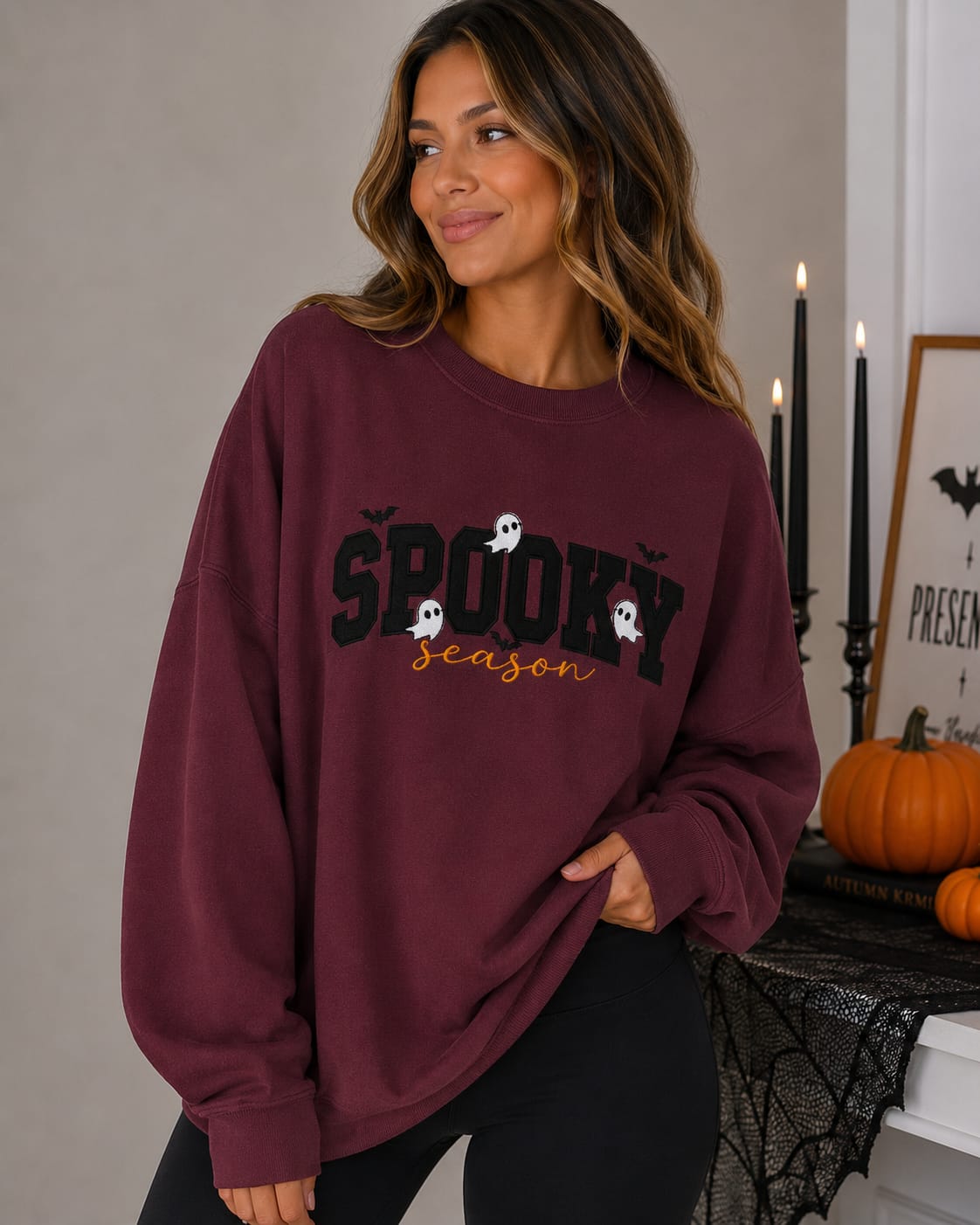 Spooky Season Glitter Embroidered Sweatshirt
