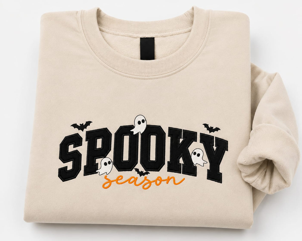 Spooky Season Glitter Embroidered Sweatshirt