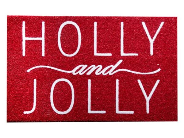 Holly and Jolly - Flock Print Front Door Mat