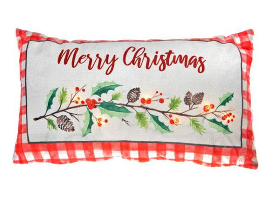 LED VELVET MERRY CHRISTMAS CUSHION (12 X 20)
