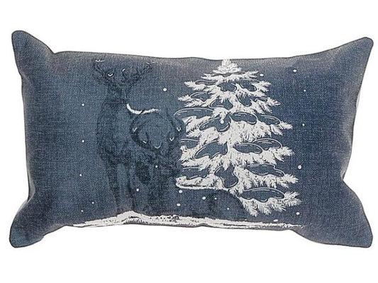 POLYESTER CUSHION - REINDEER AND TREE