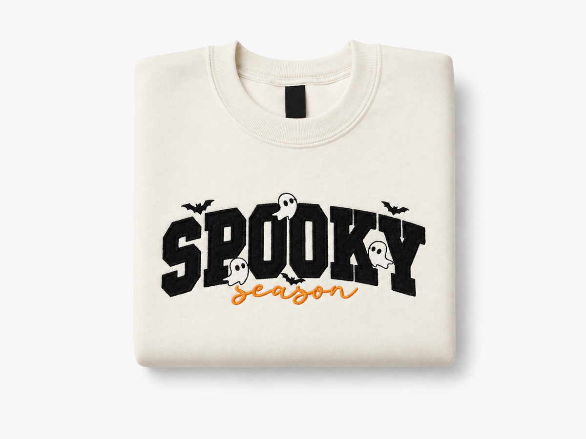 Spooky Season Glitter Embroidered Sweatshirt