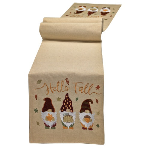 Hello Fall Harvest Gnomes Table Runner 13″x 72″