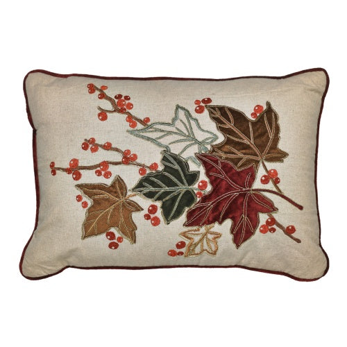 Multi Colour Leaf Cushion 14×20″