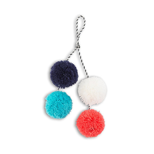 Small Fabric Pompom Tassel For Tote Bag- Multicolor - Set of 2