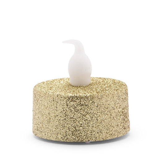 Artificial Flameless LED Tealight Candle Set Of 4 - Gold Glitter