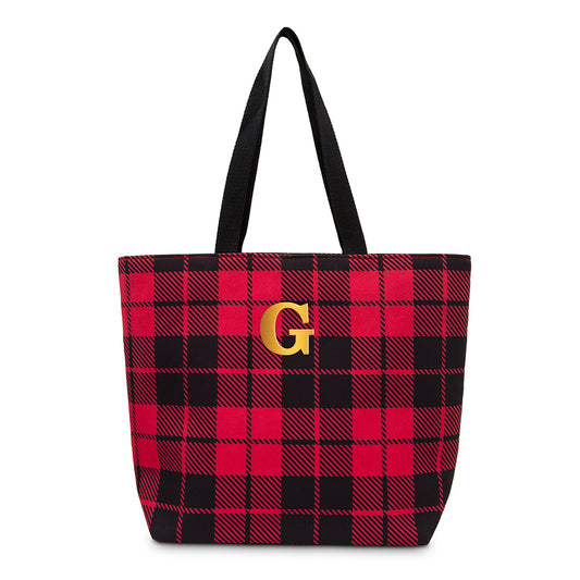 Extra-Large Red and Black Check Tote Bag - Buffalo Plaid - CLICK TO PERSONALIZE!